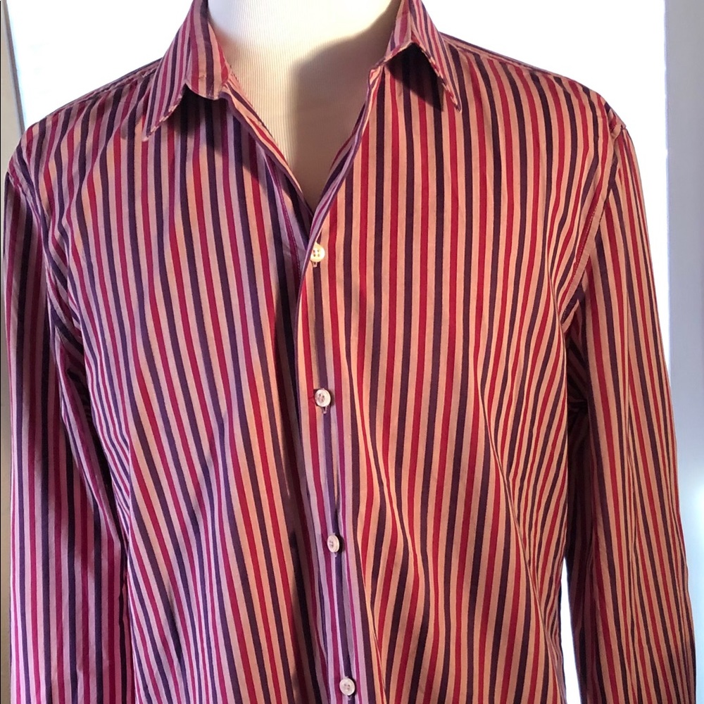 French Connection XL Purple & Pink Striped Shirt